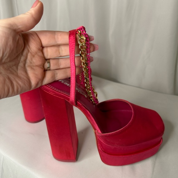 Public Desire Size 9 Double Platform Block Heel Sandals DIY Ankle Chains - Picture 6 of 6
